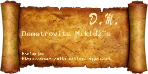 Demetrovits Miklós névjegykártya