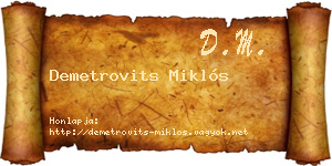 Demetrovits Miklós névjegykártya